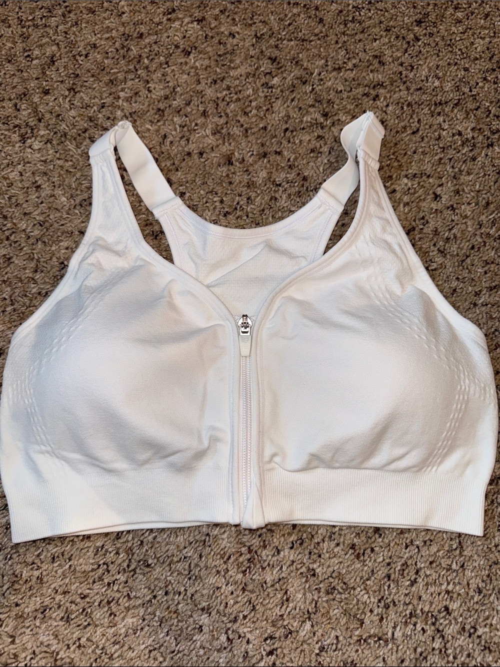 DSG White Front-Zip High Support Sports Bra